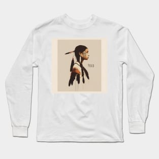 [AI Art] Proud Native American Woman With Headdress Long Sleeve T-Shirt